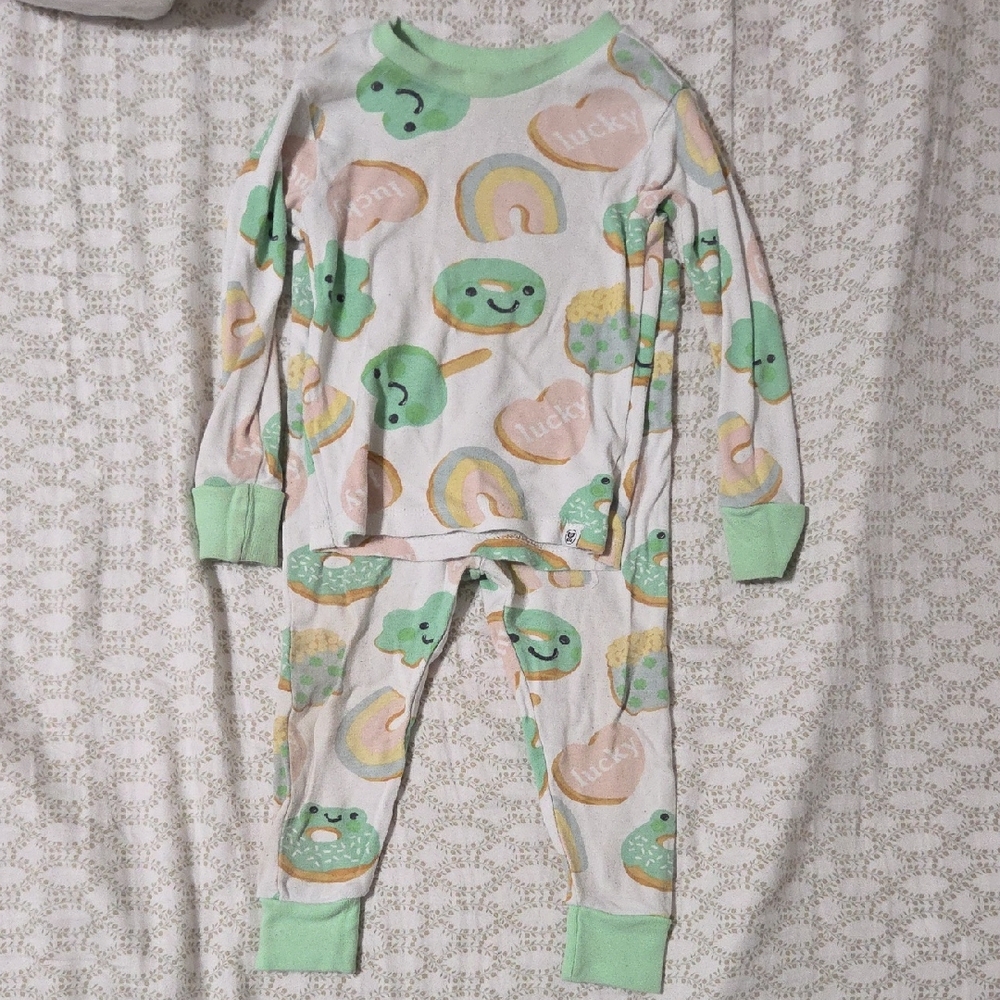 The Honest Company Green and White Kids Pajama Set